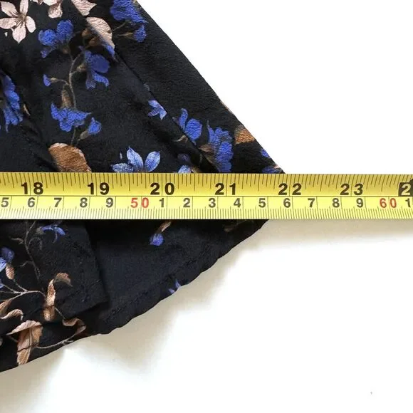 Amour Vert Floral Print Silk Blouse Top V Neck Waist Wrap Long Bell Slv - Picture 9 of 12